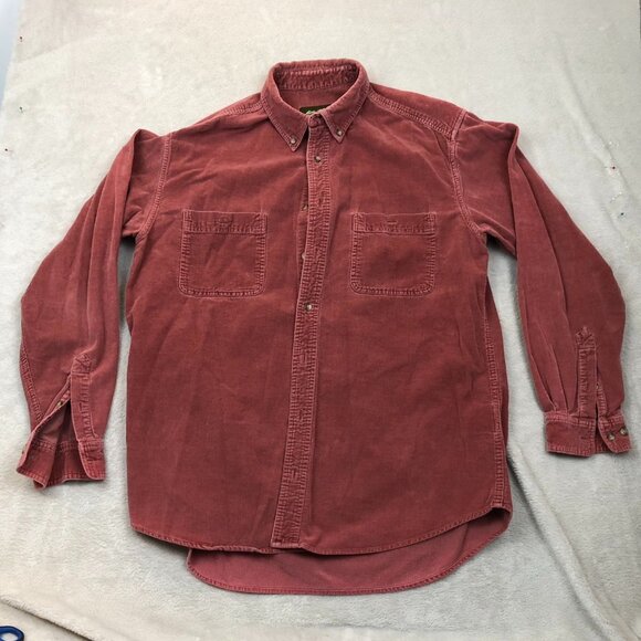 Eddie Bauer Men's Corduroy Shirt Large Long Sleeve Button Down Casual Red - Picture 8 of 9